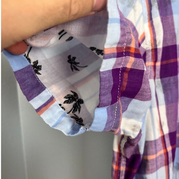 Tommy Bahama Mens L Double Flora Plaid Palm Tree Hawaiian Shirt Coastal Resort - Picture 4 of 12